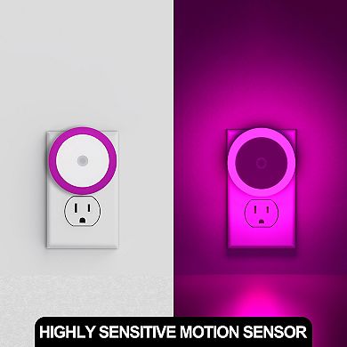 0.6W Plug in Integrated LED Night Light with Light Sensor Purple 4 Pack