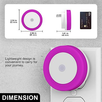 0.6W Plug in Integrated LED Night Light with Light Sensor Purple 4 Pack
