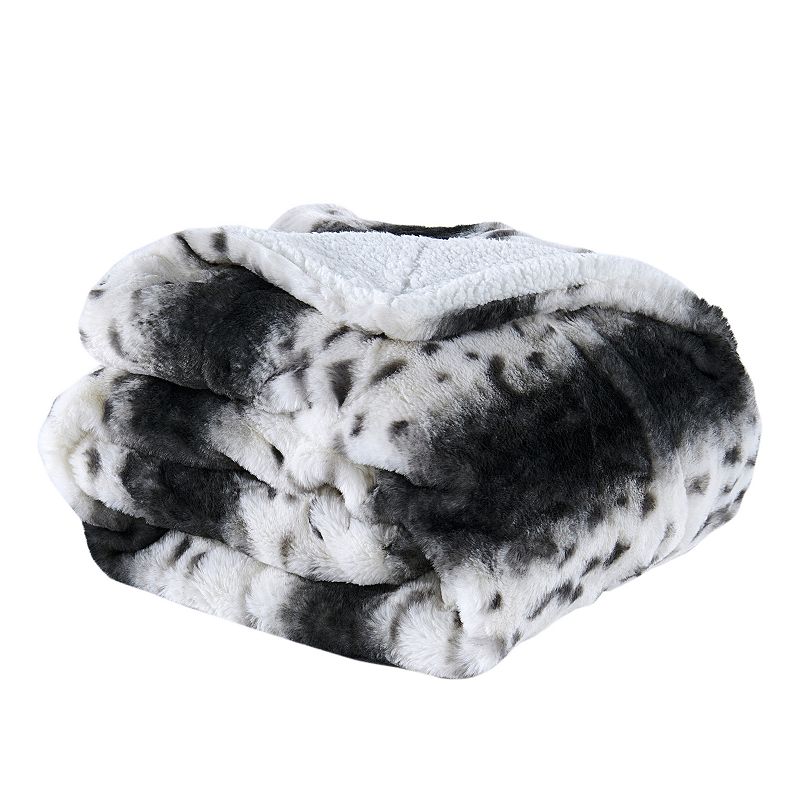 Home Soft Things Printed Faux Fur Throw Blanket, Multi Citraka Black