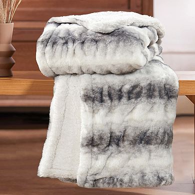 Home Soft Things Shar Pei Stripe Faux Fur Throw Blanket