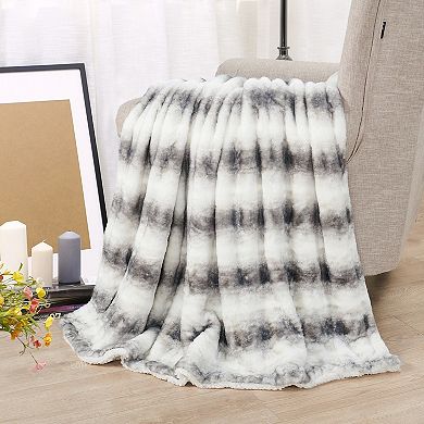 Home Soft Things Shar Pei Stripe Faux Fur Throw Blanket