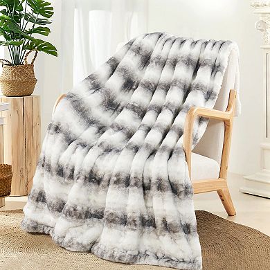 Home Soft Things Shar Pei Stripe Faux Fur Throw Blanket
