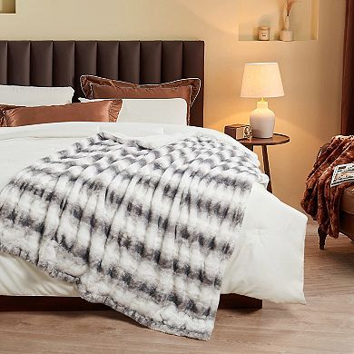 Home Soft Things Shar Pei Stripe Faux Fur Throw Blanket