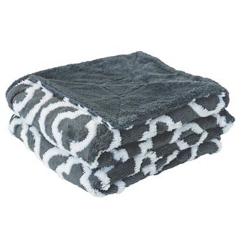Home Soft Things Jacquard Sherpa Faux Fur Throw Blanket