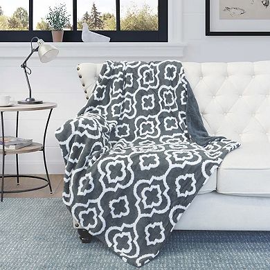 Home Soft Things Jacquard Sherpa Faux Fur Throw Blanket