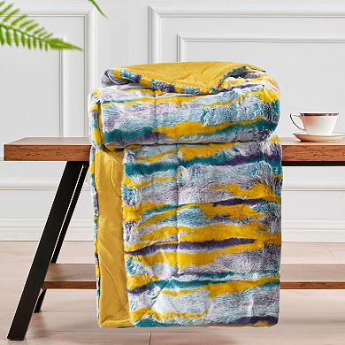 Home Soft Things Multi Jacquard Faux Fur Throw Blanket