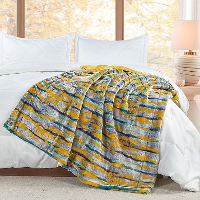 Home Soft Things Multi Jacquard Faux Fur Throw Blanket