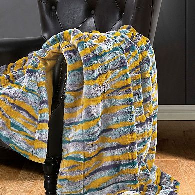 Home Soft Things Multi Jacquard Faux Fur Throw Blanket