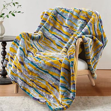 Home Soft Things Multi Jacquard Faux Fur Throw Blanket