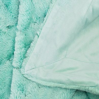 Home Soft Things Stitching Jacquard Faux Fur Throw Blanket