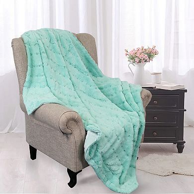 Home Soft Things Stitching Jacquard Faux Fur Throw Blanket