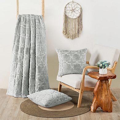 Home Soft Things Geo Tatami Faux Fur 2-Piece Throw & Cover Combo Set