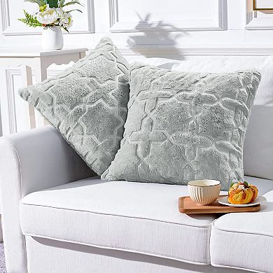 Home Soft Things Geo Tatami Faux Fur 2-Piece Throw & Cover Combo Set