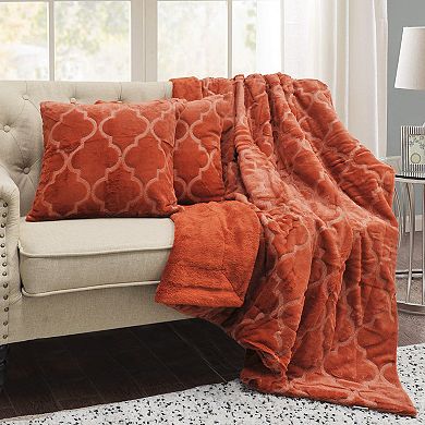Home Soft Things Ogee Tatami Faux Fur Throw Blanket & Cover Combo