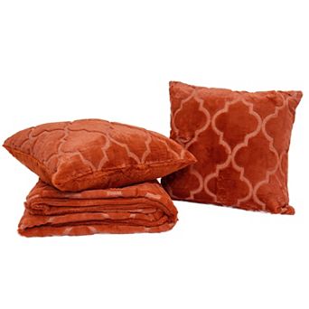 Home Soft Things Ogee Tatami Faux Fur Throw Blanket & Cover Combo