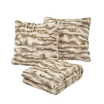Home Soft Things Raccoon Faux Fur 3 pc Throw Blanket Set