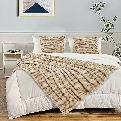 Home Soft Things Raccoon Faux Fur 3-Piece Throw Blanket Set