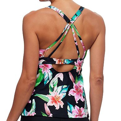 Women's N Floral Sport Tankini Swim Top