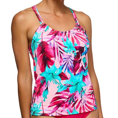 Women's N Double Tunnel Shirred Tankini Swim Top