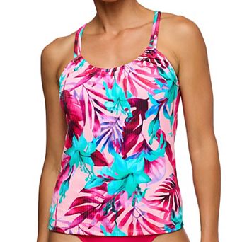 Women's N Double Tunnel Shirred Tankini Swim Top