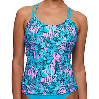 Women's N Double Tunnel Shirred Tankini Swim Top