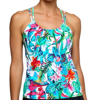 Women's N Double Tunnel Shirred Tankini Swim Top