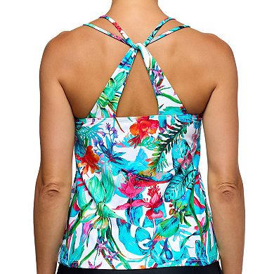 Women's N Double Tunnel Shirred Tankini Swim Top