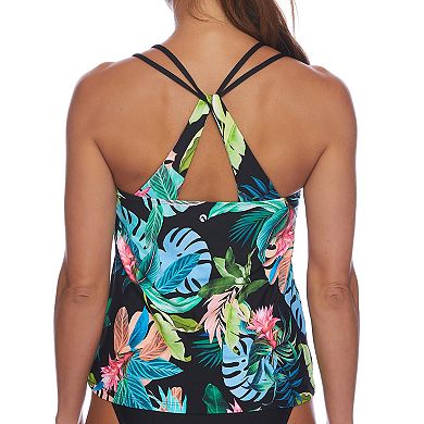 Women's N Double Tunnel Shirred Tankini Swim Top