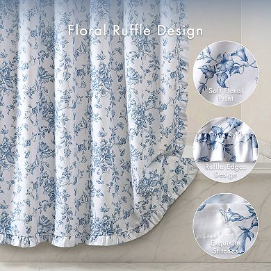Madison Park Essentials Adele Floral Ruffle Shower Curtain with Hooks