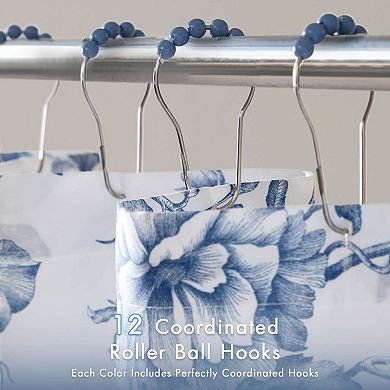 Madison Park Essentials Adele Floral Ruffle Shower Curtain with Hooks