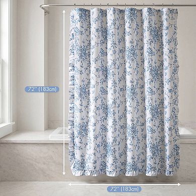 Madison Park Essentials Adele Floral Ruffle Shower Curtain with Hooks