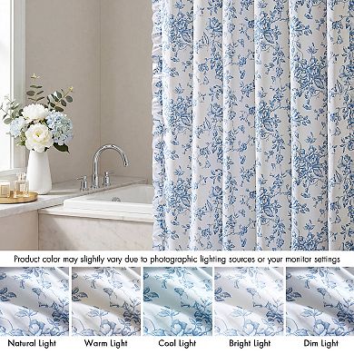 Madison Park Essentials Adele Floral Ruffle Shower Curtain with Hooks