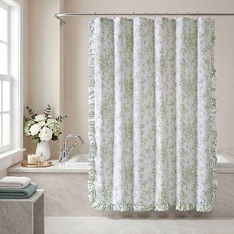 Madison Park Essentials Adele Floral Ruffle Shower Curtain with Hooks