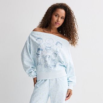 Juniors' Peanuts Ditsy Graphic Pullover