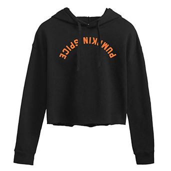 Juniors' Pumpkin Spice Upside Down Cropped Fleece Hoodie
