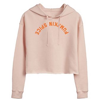 Juniors' Pumpkin Spice Upside Down Cropped Fleece Hoodie