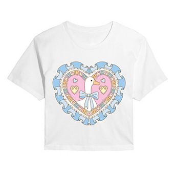 Juniors' Coquette Goose Heart Cropped Tee