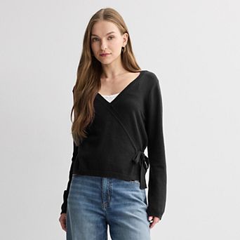 Juniors' madden girl Side Tie Surplice Sweater
