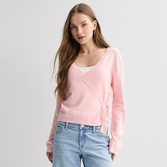 Juniors' madden girl Side Tie Surplice Sweater