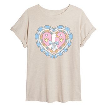 Juniors' Coquette Goose Heart Oversized Tee