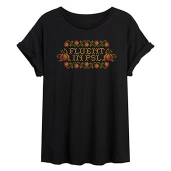 Juniors' Fluent in PSL Pumpkin Spice Latte Oversized Tee