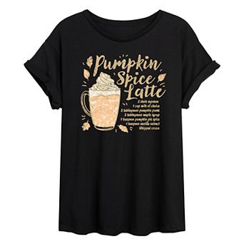 Juniors' Pumpkin Spice Latte Oversized Tee