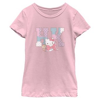 Girls 6-16 Hello Kitty Patchwork Initials Graphic Tee