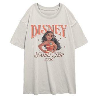 Juniors' Disney's Moana Family Trip 2026 Oversized Graphic Tee