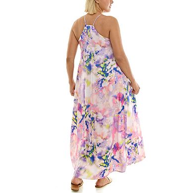 Women's Nicole Miller Printed Satin Maxi Slip Dress