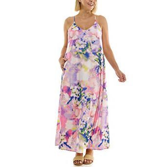 Women's Nicole Miller Printed Satin Maxi Slip Dress