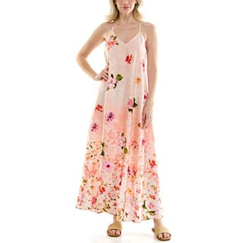 Women's Nicole Miller Printed Satin Maxi Slip Dress