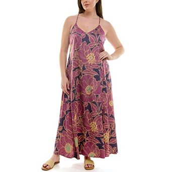 Women's Nicole Miller Printed Satin Maxi Slip Dress