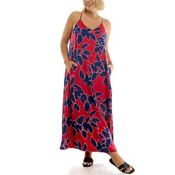Women's Nicole Miller Printed Satin Maxi Slip Dress