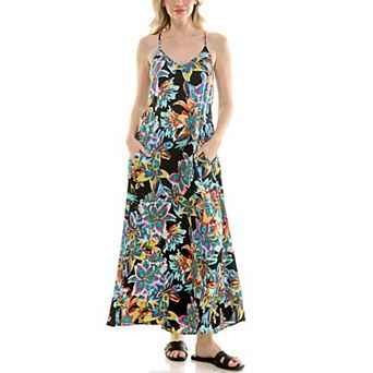 Women's Nicole Miller Printed Satin Maxi Slip Dress